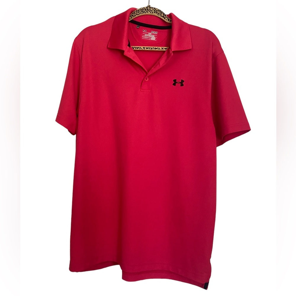 Pink Men’s Under Armour Heat Wear Polo, New